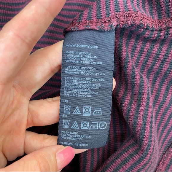 Tommy Hilfiger Burgundy Stripe Ribbed Long Sleeve Shirt - Picture 4 of 5